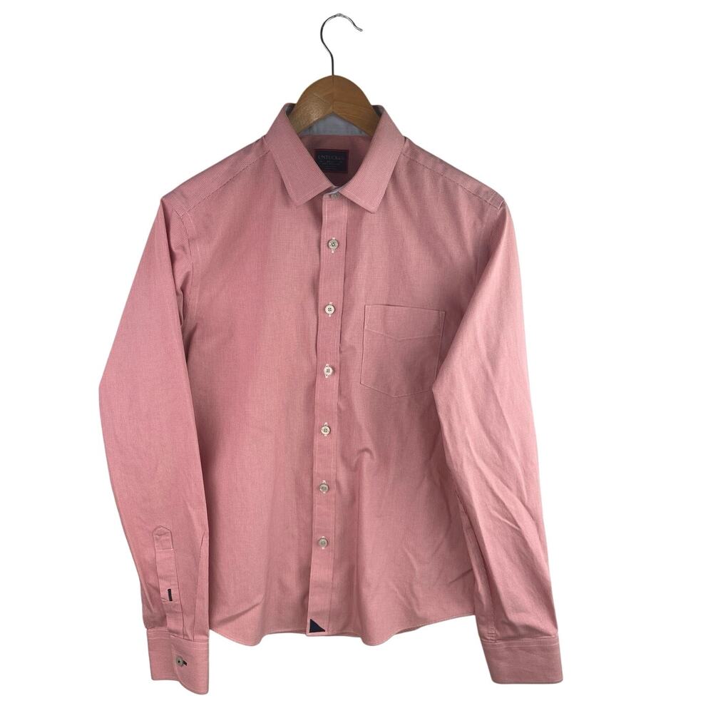 Untuckit Men's Red Houndstooth Slim Fit Long Sleeve Button Down Shirt Top Size S